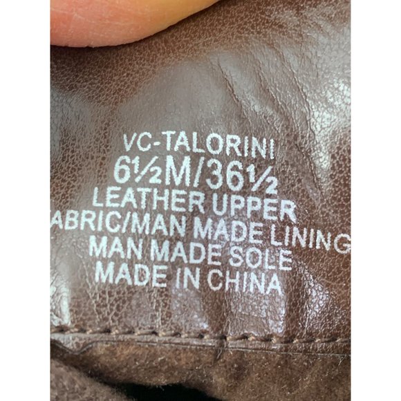 Womens Vince Camuto 6.5 Zip Leather Lace Up Booties Combat Brown Stud 6571 EUC - Picture 11 of 13